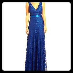 Blue lace prom dress